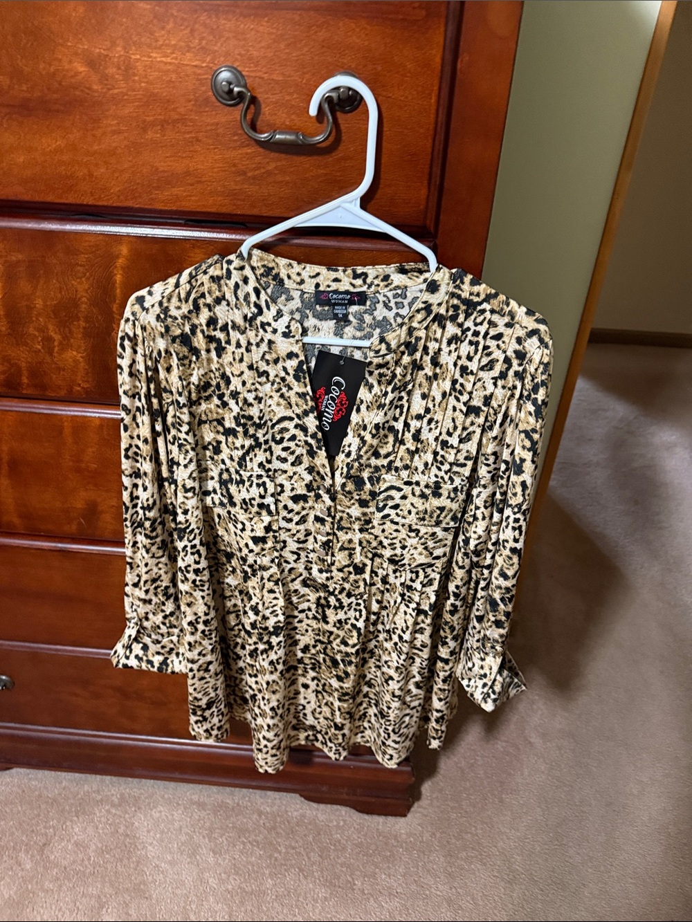 Cocomo Women's Animal Print V-Neck Blouse - Beige Black